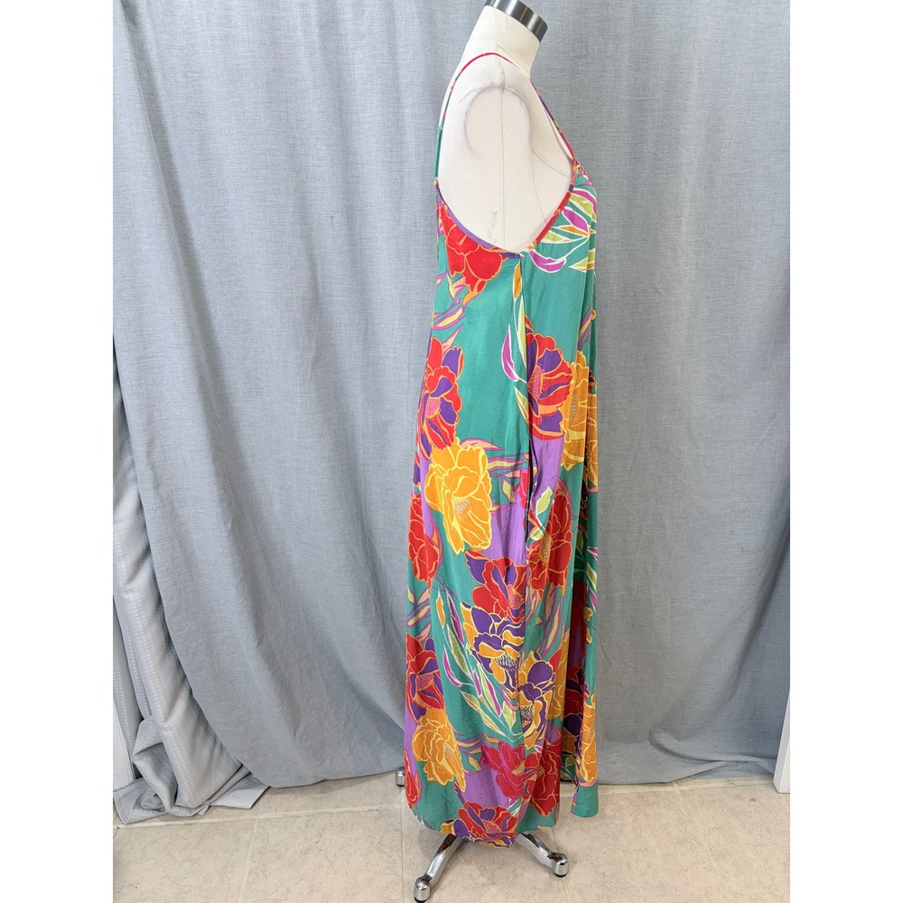 Millibon USA Floral Cocoon Dress Balloon Hem Sleeveless Oversized M Resortwear - Picture 7 of 12